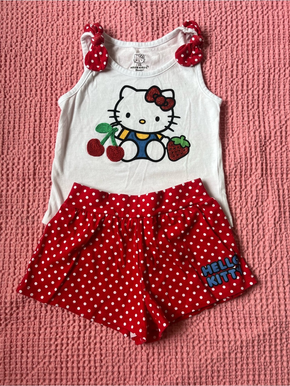 Sanrio Hello Kitty White Top with Red Glitter Bow